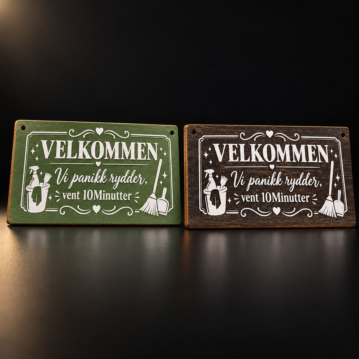 Humoristiske trepanel med tekst