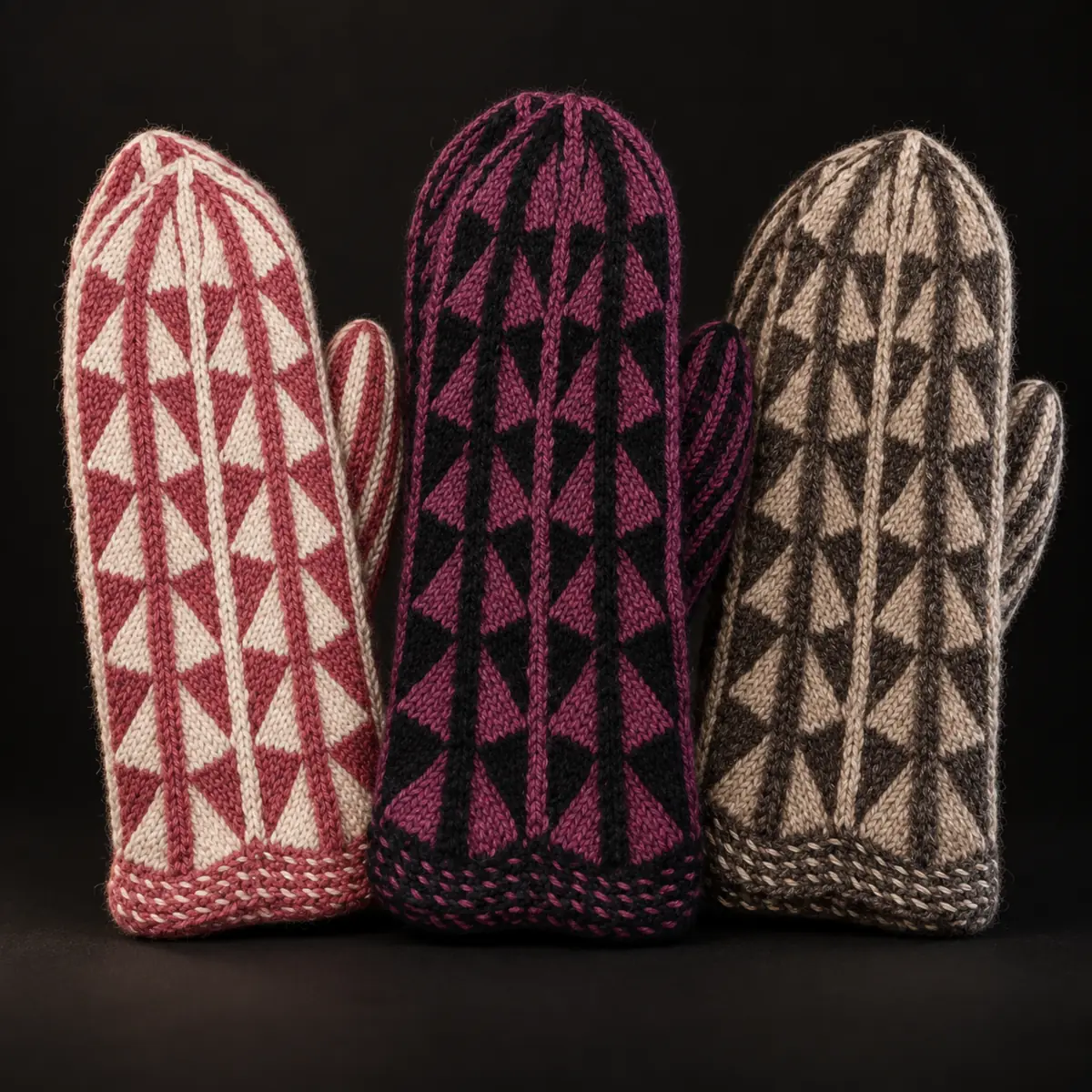 Strikkede votter fra Bee'en Maya's design